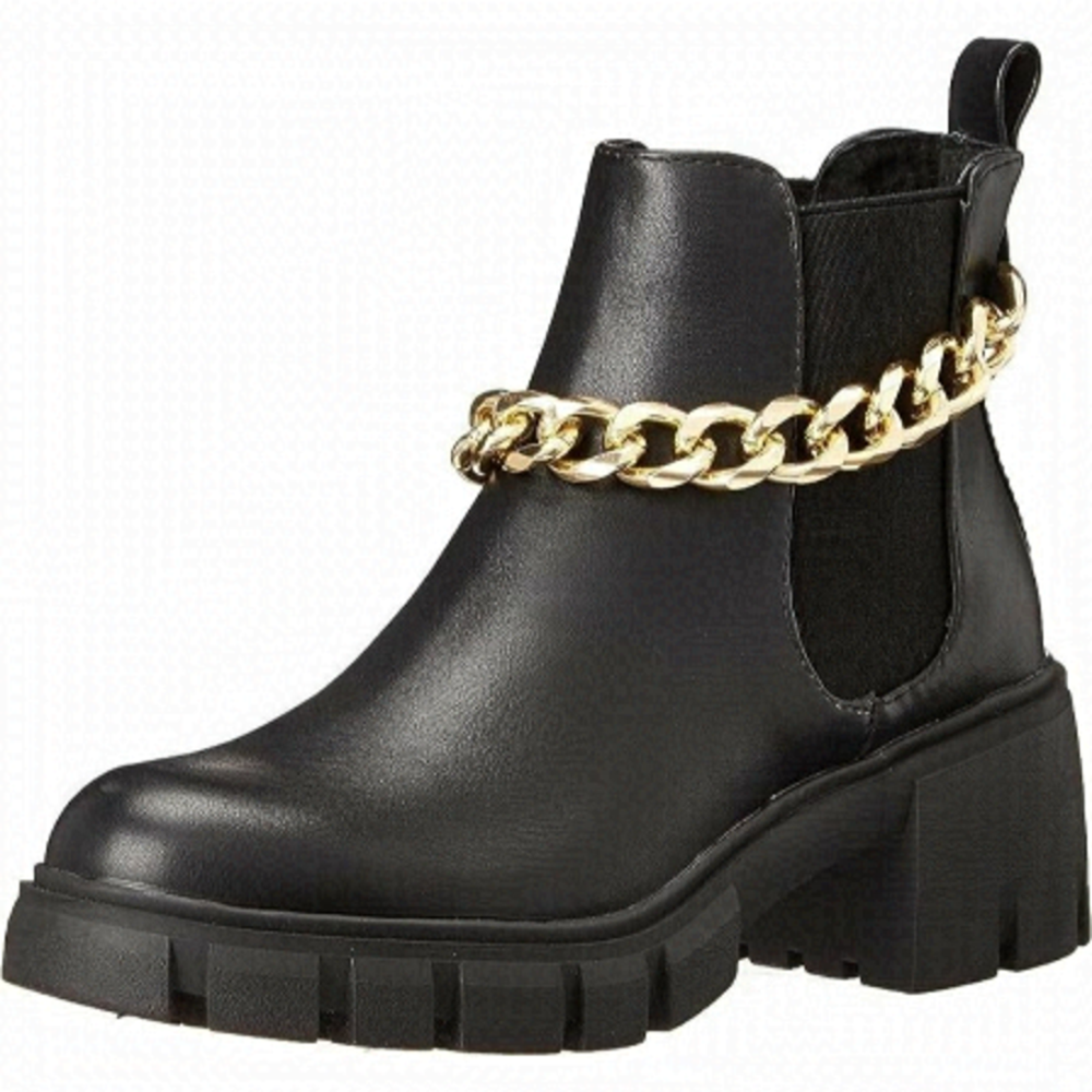 MADDEN girl Women's "Honey" Chain Chelsea black ankle boot sz 5